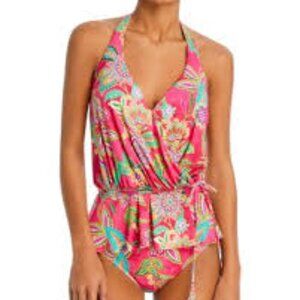 Johnny Was Women's Small 2 Piece Pink Flamingo Tankini/Bikini Set Swim Colorful